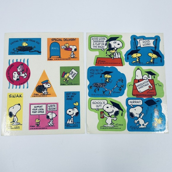 Other - Two Sheets Vintage 80s Snoopy Sticker Sheets Woodstock Snoopy Schulz